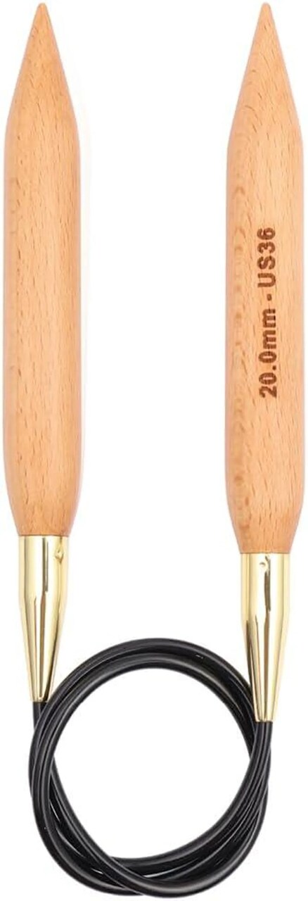 Knitter's Pride Basix Jumbo Birch Fixed Circular Needles 24"- Size 36/20mm